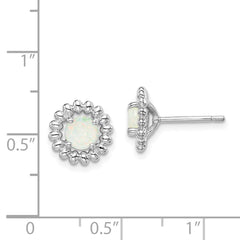 QE14495OCT Sterling Silver Rhod-plat Milky Opal Earrings