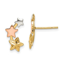 QE14510 Sterling Silver and Flash Yellow and Rose Gold Plated Star Earrings