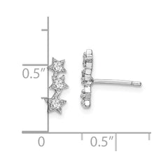 QE14522 Sterling Silver Rhodium-Plated CZ Triple Star Stud Earrings