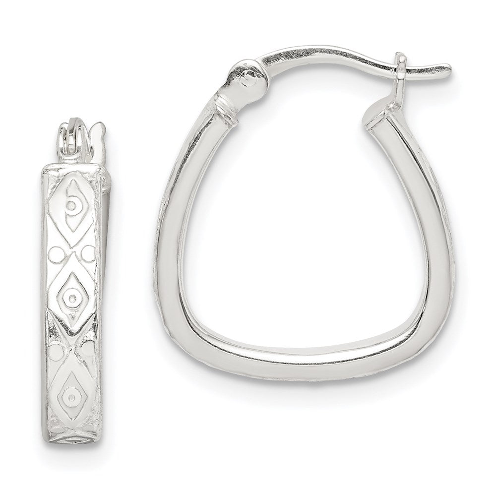 QE14544 Sterling Silver Patterned 3mm Hoop Earrings