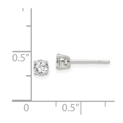 QE14558 Sterling Silver Polished 4mm Round CZ Stud Earrings