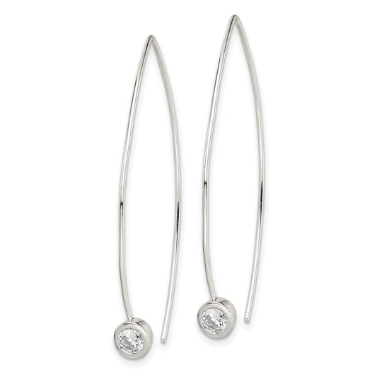 QE14571 Sterling Silver CZ Threader Earrings