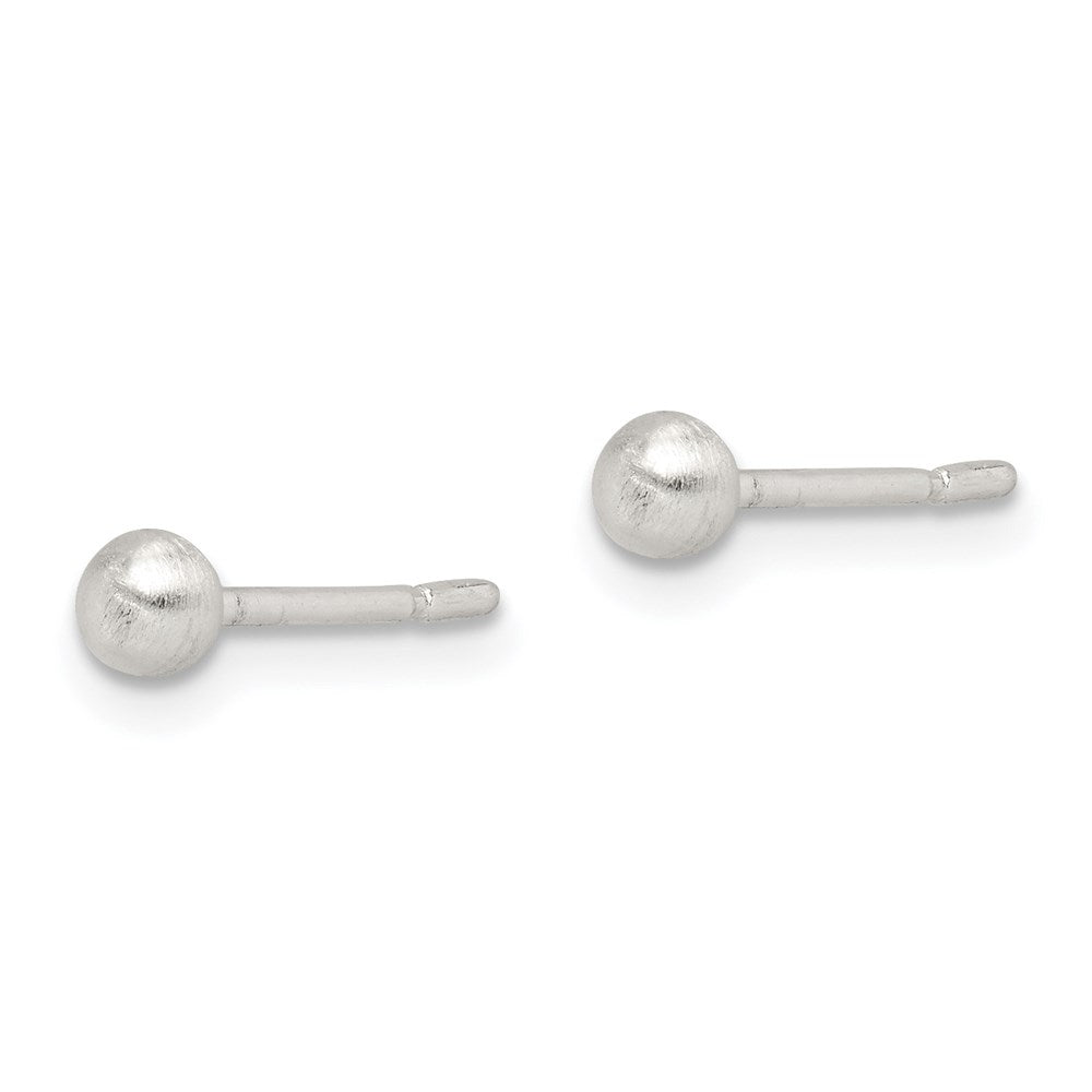 QE14577 Sterling Silver Brushed 3mm Ball Post Earrings