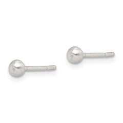 QE14577 Sterling Silver Brushed 3mm Ball Post Earrings