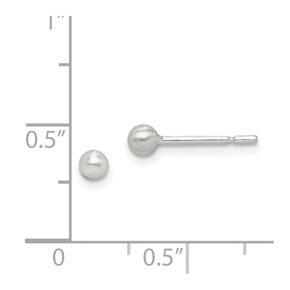 QE14577 Sterling Silver Brushed 3mm Ball Post Earrings