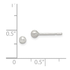 QE14577 Sterling Silver Brushed 3mm Ball Post Earrings