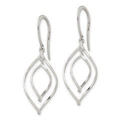 QE14580 Sterling Silver Polished Fancy Twisted Marquise Shaped Dangle Earrings