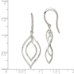 QE14580 Sterling Silver Polished Fancy Twisted Marquise Shaped Dangle Earrings