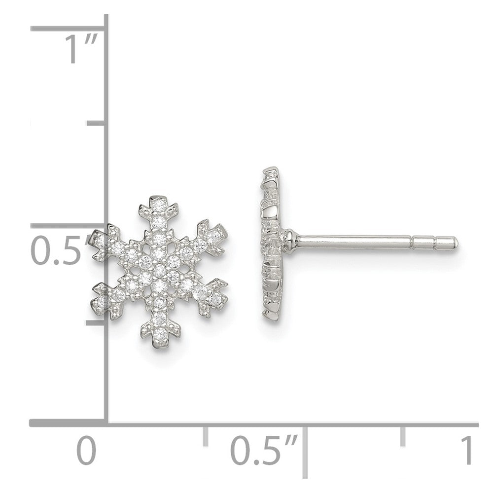 QE14653 Sterling Silver CZ Snowflake Post Earrings