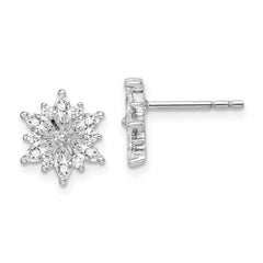 QE14659 Sterling Silver Rhodium-plated Polished CZ Snowflake Post Earrings