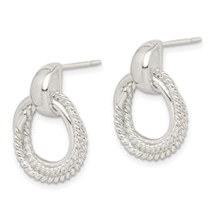 QE14688 Sterling Silver Twisted Post Dangle Earrings