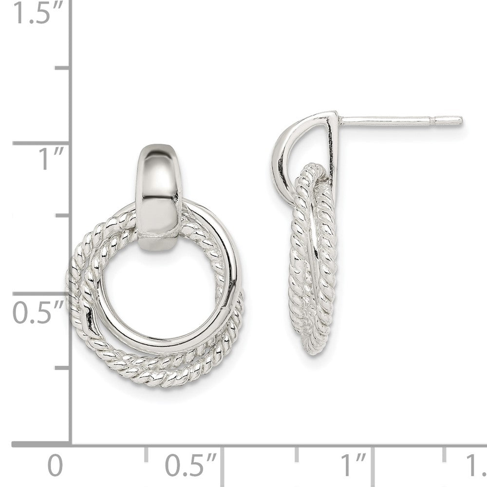 QE14688 Sterling Silver Twisted Post Dangle Earrings