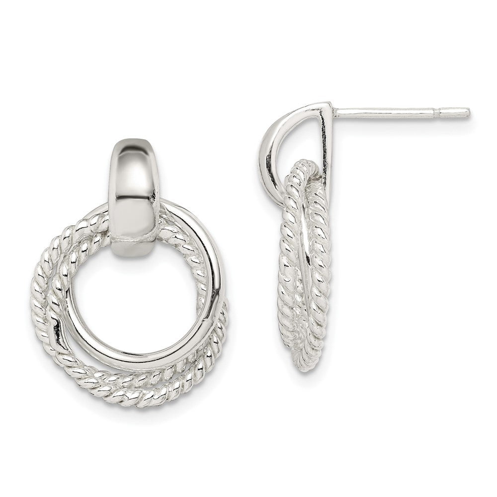 QE14688 Sterling Silver Twisted Post Dangle Earrings