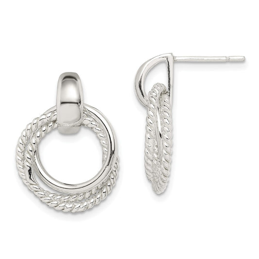 QE14688 Sterling Silver Twisted Post Dangle Earrings