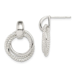 QE14688 Sterling Silver Twisted Post Dangle Earrings