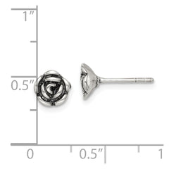 QE14702 Sterling Silver Oxidized Flower Post Earrings