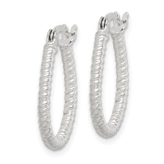 QE14738 Sterling Silver Twisted 2.5mm Teardrop Hoop Earrings