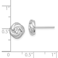 QE14760 Sterling Silver Rhodium Plated CZ Knot Post Earrings