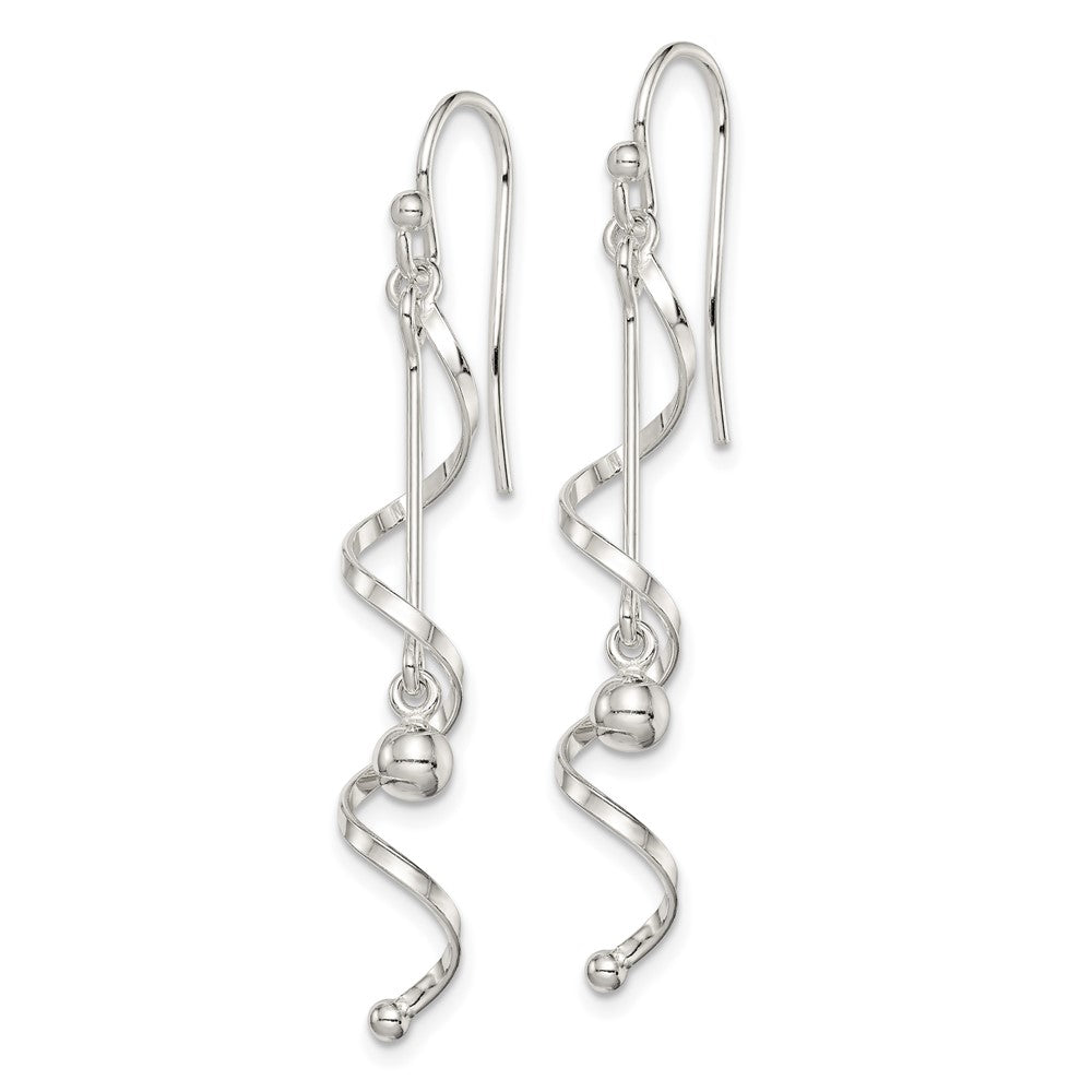 QE14792 Sterling Silver Polished Twisted Dangle Earrings