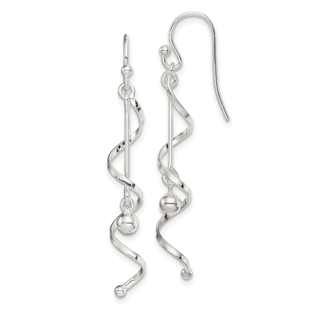 QE14792 Sterling Silver Polished Twisted Dangle Earrings