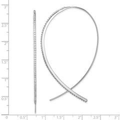 QE14823 Sterling Silver Rhodium-plated CZ Threader Earrings