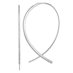 QE14823 Sterling Silver Rhodium-plated CZ Threader Earrings