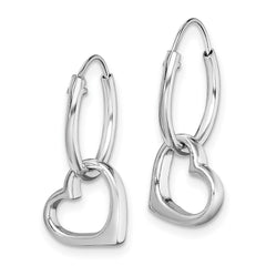 QE14842 Sterling Silver Rhodium-plated Heart Hoop Earring