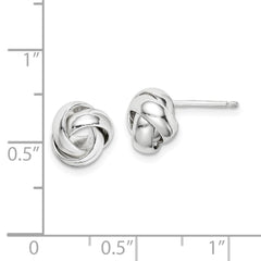 QE14870 Sterling Silver Rhodium-plated Polished 9mm Love Knot Post Earrings
