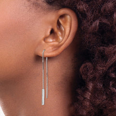 QE14954 Sterling Silver Rhodium-plated CZ Threader Earrings