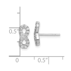 QE14994 Sterling Silver Rhodium-plated Polished CZ Infinity Post Earrings
