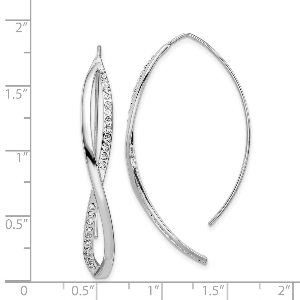 QE15066 Sterling Silver Rhodium-plated CZ Twisted Threader Earrings