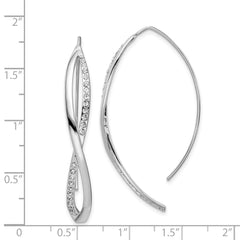 QE15066 Sterling Silver Rhodium-plated CZ Twisted Threader Earrings