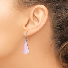 QE15164 Sterling Silver Rhodium-plated Dyed Pink Quartz Dangle Earrings