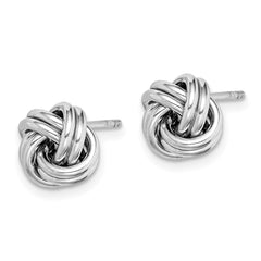 QE15173 Sterling Silver Rhodium-plated Polished Love Knot Post Earrings