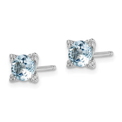 QE15230 Sterling Silver Rhodium-plated Round 5mm Blue Topaz Post Earrings