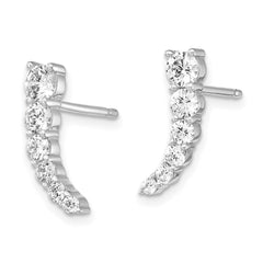 QE15436 Sterling Shimmer Sterling Silver Rhodium-plated 12 Stone CZ Post Dangle Earrings
