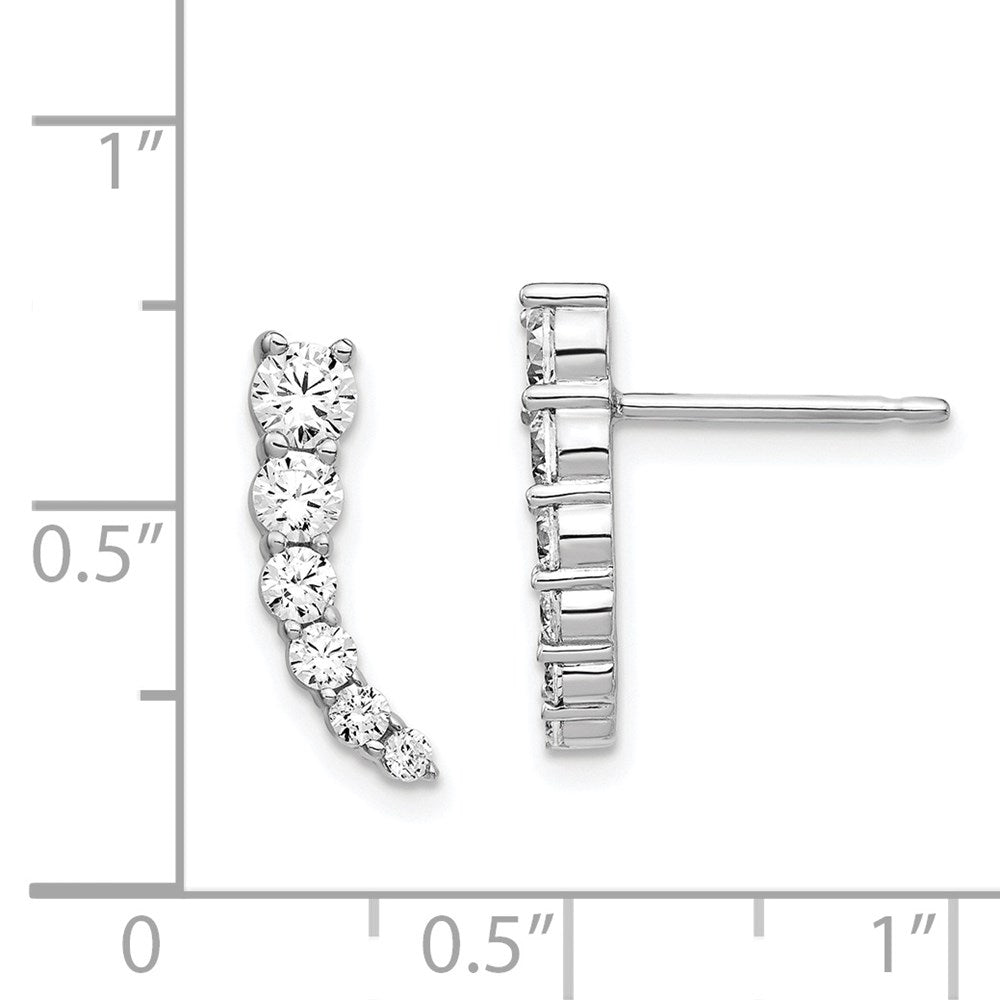 QE15436 Sterling Shimmer Sterling Silver Rhodium-plated 12 Stone CZ Post Dangle Earrings