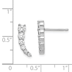 QE15436 Sterling Shimmer Sterling Silver Rhodium-plated 12 Stone CZ Post Dangle Earrings
