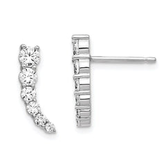 QE15436 Sterling Shimmer Sterling Silver Rhodium-plated 12 Stone CZ Post Dangle Earrings