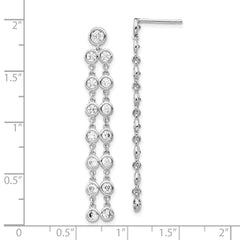 QE15440 Sterling Shimmer Sterling Silver Rhodium-plated 30 Stone CZ 2 Strand Post Dangle Earrings