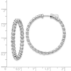 QE15447 Sterling Shimmer Sterling Silver Rhodium-plated 52 Stone 2.3mm CZ In and Out Round Hinged Hoop Earrings