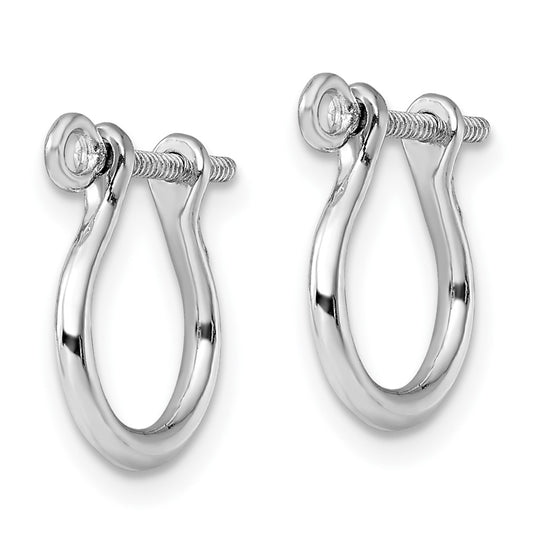 QE15467 De-Ani Sterling Silver Rhodium-plated Polished Small Shackle Link Screw Earrings