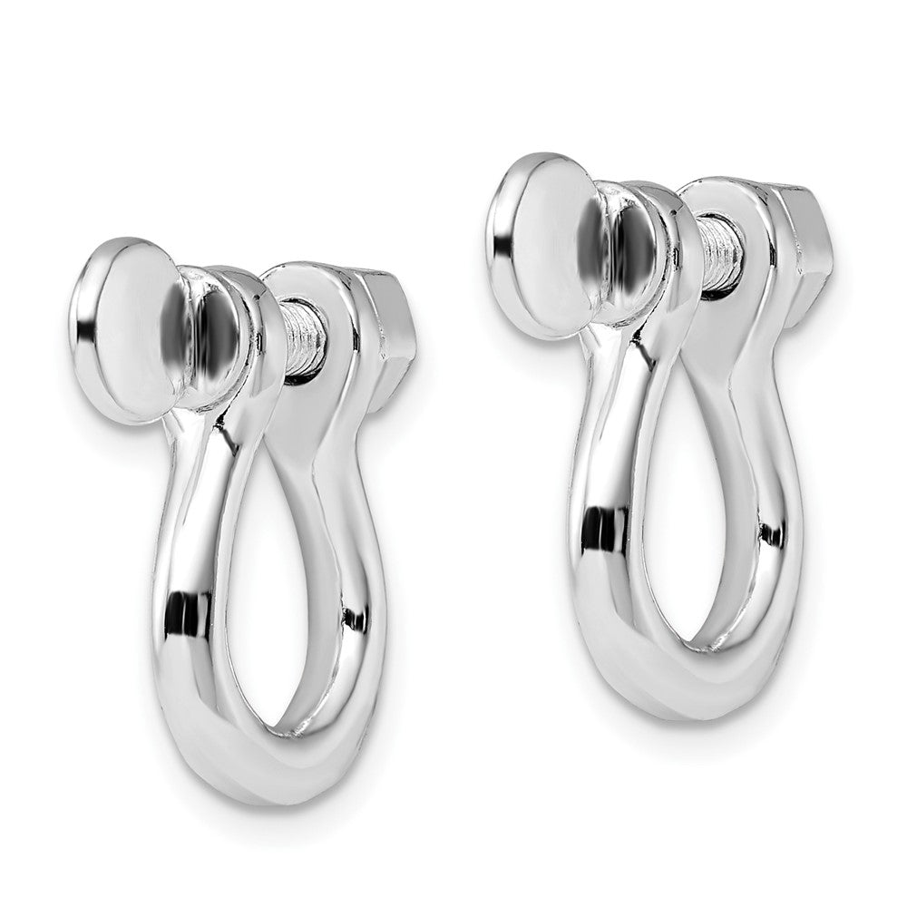QE15468 De-Ani Sterling Silver Rhodium-Plated Polished Shackle Link Screw Single Earrings