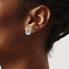 QE15469 De-Ani Sterling Silver Rhodium-Plated Polished Claddagh Post Earrings