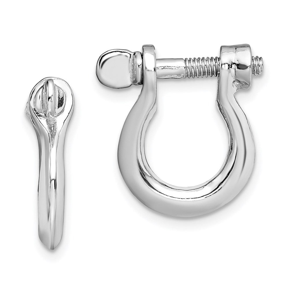 QE15477 De-Ani Sterling Silver Rhodium-Plated Polished Medium Shackle Link Screw Earrings
