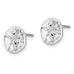 QE15480 De-Ani Sterling Silver Rhodium-Plated Polished Mini Sand Dollar Post Earrings