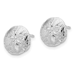 QE15481 De-Ani Sterling Silver Rhodium-Plated Polished Sand Dollar Post Earrings