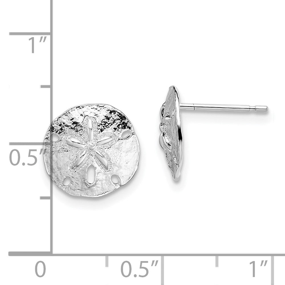 QE15481 De-Ani Sterling Silver Rhodium-Plated Polished Sand Dollar Post Earrings