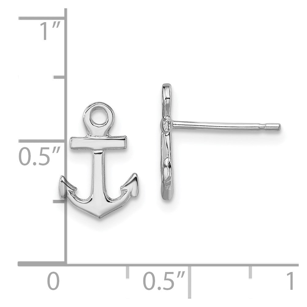 QE15482 De-Ani Sterling Silver Rhodium-plated Polished Mini Anchor Post Earrings