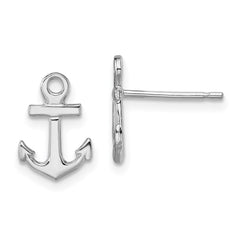 QE15482 De-Ani Sterling Silver Rhodium-plated Polished Mini Anchor Post Earrings
